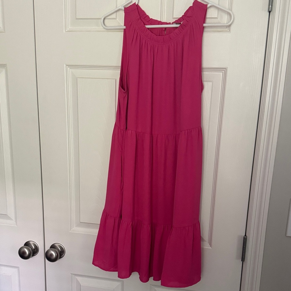 LOFT Vibrant Pink Ruffle Dress